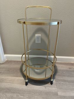 Gold Mirrored Bar Cart / Accent Table on Wheels