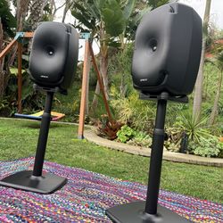 Genelec 8361A 3-Way Coaxial Powered Studio Monitors with stands and GLM Kit (with volume knob)