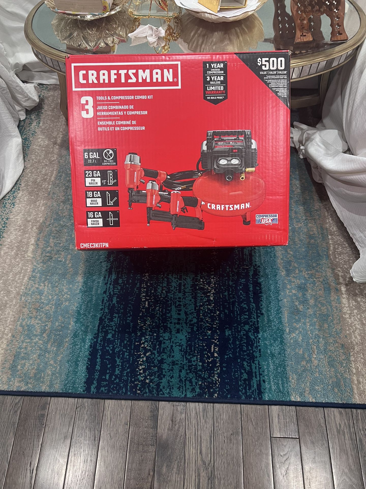 Brand New Sealed CraftsMan 3 Tools and Compressor Combo Kit