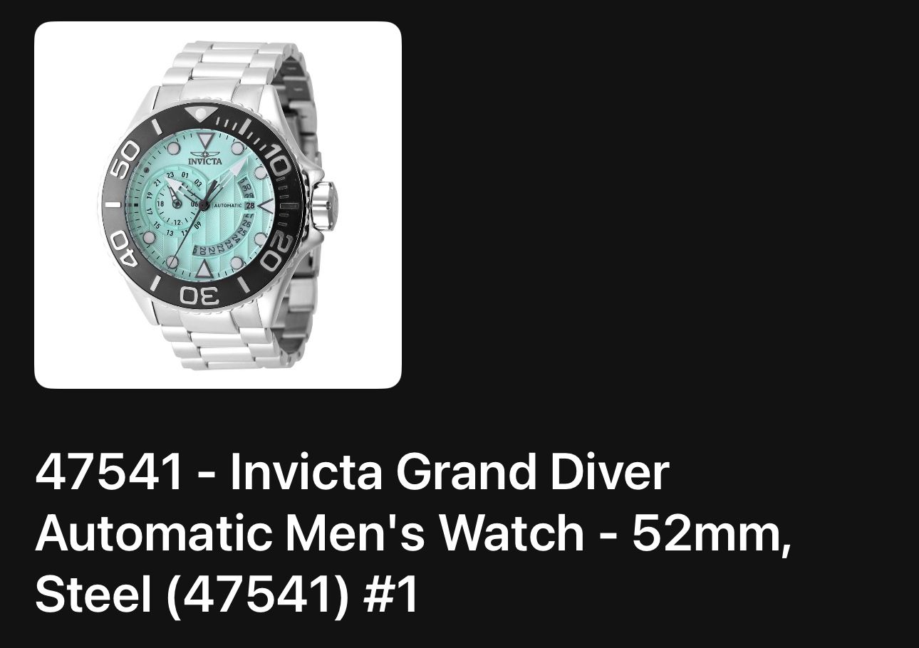 Invicta Grand Diver Automatic 52mm – Turquoise Dial, 300M, New