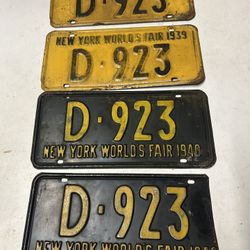 1939 And 1940 New York World Fair License Plate Plates