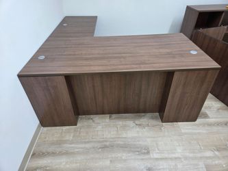 L SHAPE DESK SHELL SALE IN MODERN WALNUT  $399.00