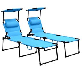 Outsunny 2-Piece Outdoor lounge chairs with pillows and sunshade
