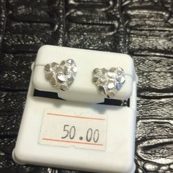 Solid 925 Silver Heart Earrings 