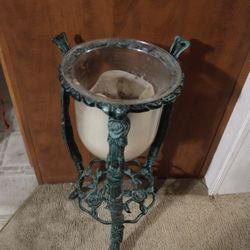 Vintage Cast Iron Floor Plant Candle Stand