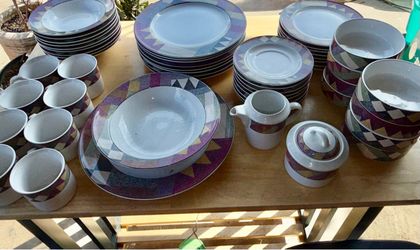 51 pc Service for 8 Studio Nova Palm Desert Dinnerware Set Y2216 Nancy Green