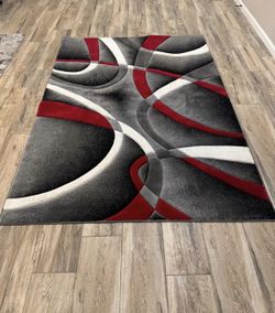 Red, Gray, White Rug