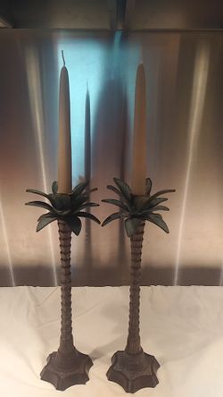 Cast iron palm tree candle holders