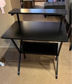 NEW 27.5 Inch Small Computer Desk for Small Spaces, Computer Desk with Adjustable Monitor Stand