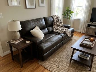 Comfy brown leather sofa