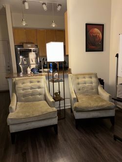 Pair of Tufted Velvet Accent Chairs