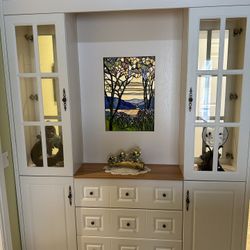 Large White Cabinet / Wall Unit With Glass Doors