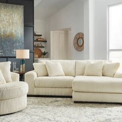 Lindyn Ivory 2-Piece RAF Chaise Sectional (couch Sofa Loveseat 
