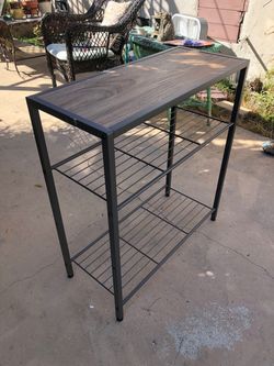 Industrial Console Table with Wire Shelves