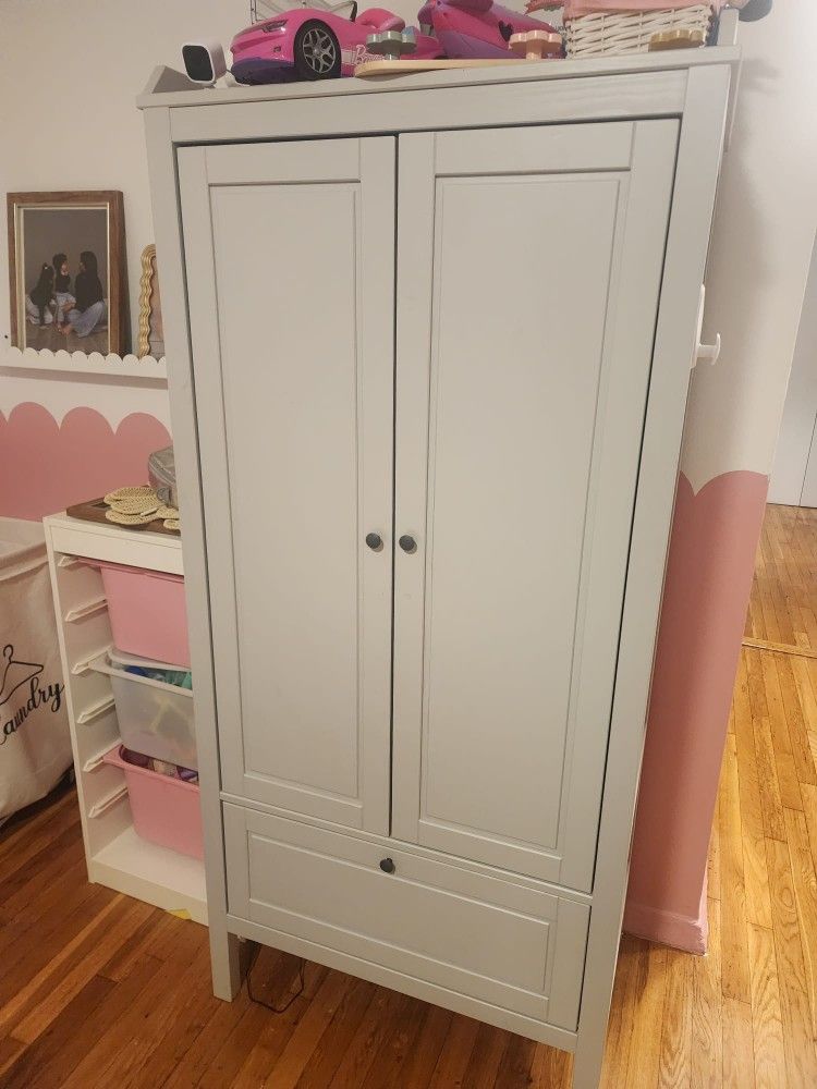 IKEA SUNDVIK Gray Wardrobe – Kids Closet / Armoire Storage Cabinet