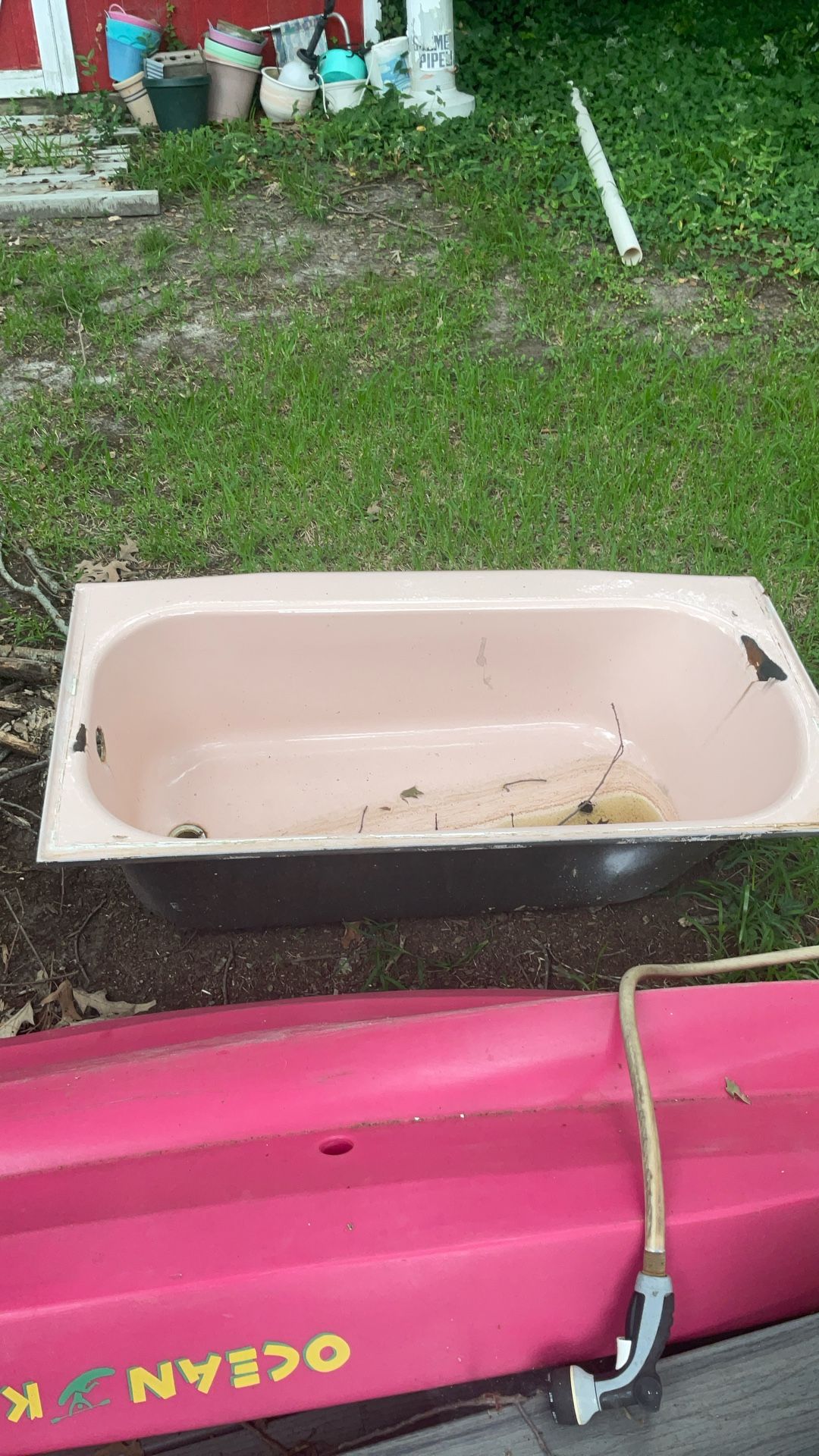 Pink Cast Iron Bathtub Circa 1960.