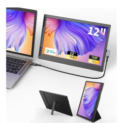 New! 12" Dual Laptop Screen Extender Monitor Portable - Laptop Screen Extender - Portable Monitor for Laptop with Full HD IPS Display