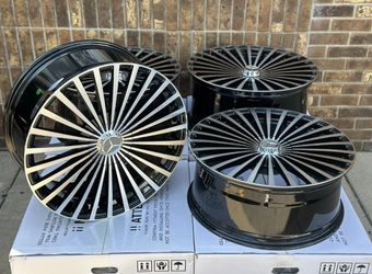 🌟22x9 | 22x10.4 MERCEDES - BENZ WHEELZ BLK MACHINE FACE RIMS 5x112 MAYBACH CL550 S63 S550 S580 W222 IN STOCK