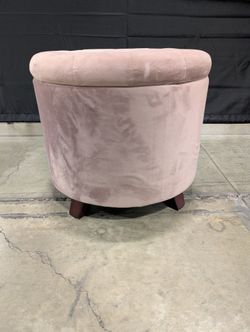Round Tufted Velvet Accent Ottoman Footstool