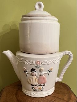 Antique Large Porcelier Coffee/Teapot with Lid and Additional Tea Diffuser