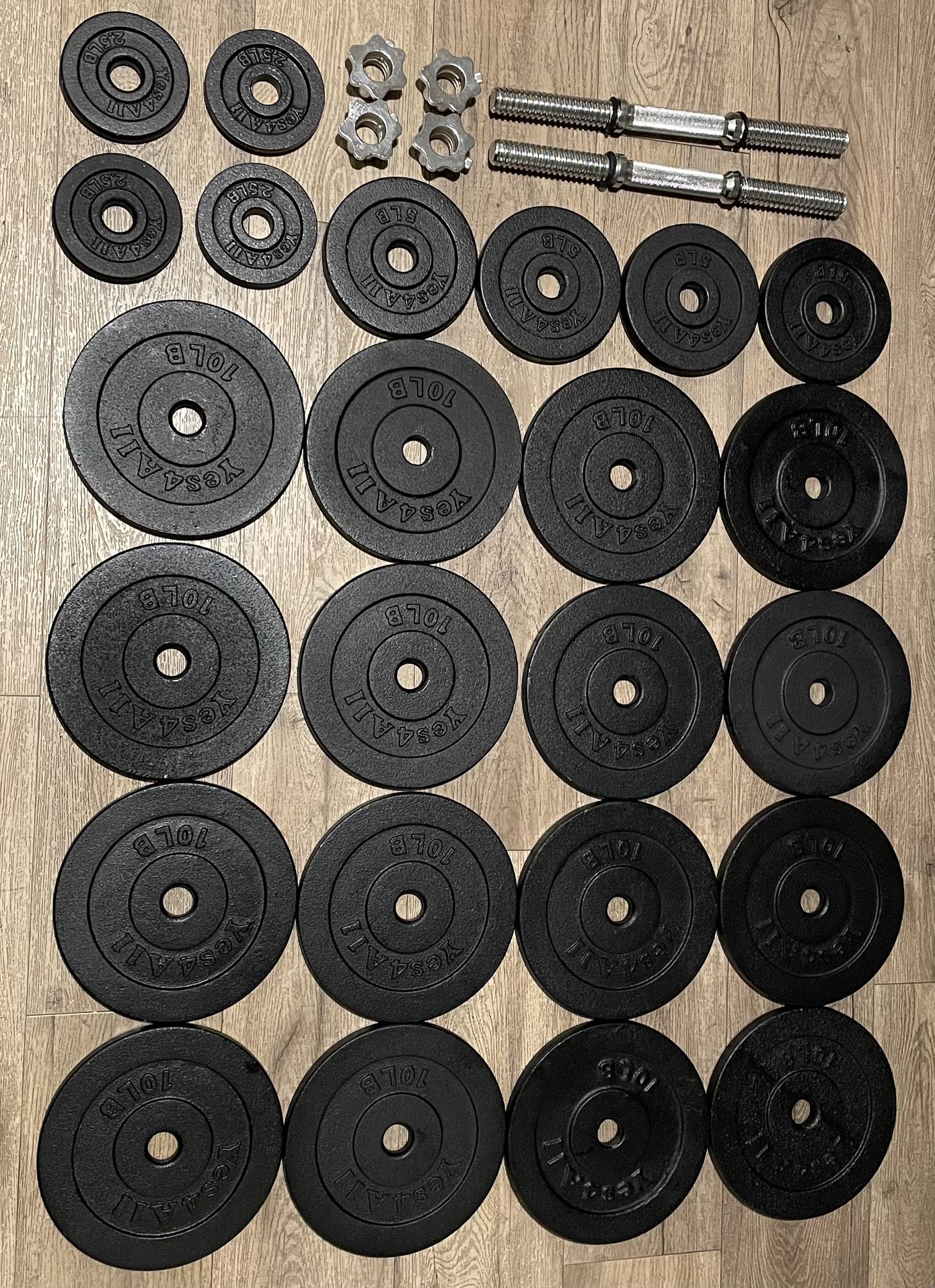 Set Of Adjustable Dumbbells Cast Iron CAP 100 lbs [ on each hand Total: 200 lbs ]