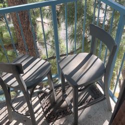 Two Sturdy Grey Stools