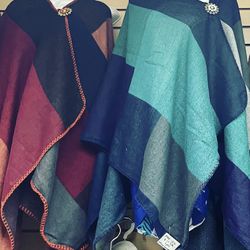 Women’s Color Block Pattern Shawl Wrap Poncho Cape