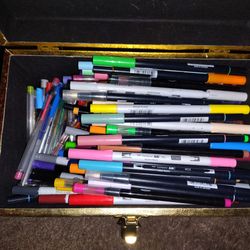 Watercolor markers and gel pens
