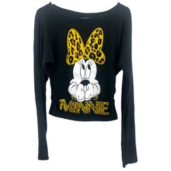 Disney Minnie Mouse Long Sleeve Cheetah Print T Shirt Girls Small