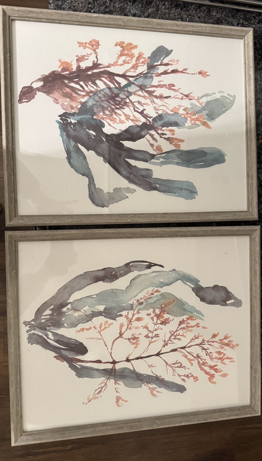 Framed Botanical Diptych Print Set of 2, Portrait Orientation, Nature Theme