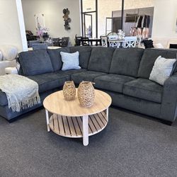 Grey Sectional With Large Chaise 