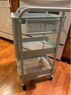 3-Tier Teal Metal Cart