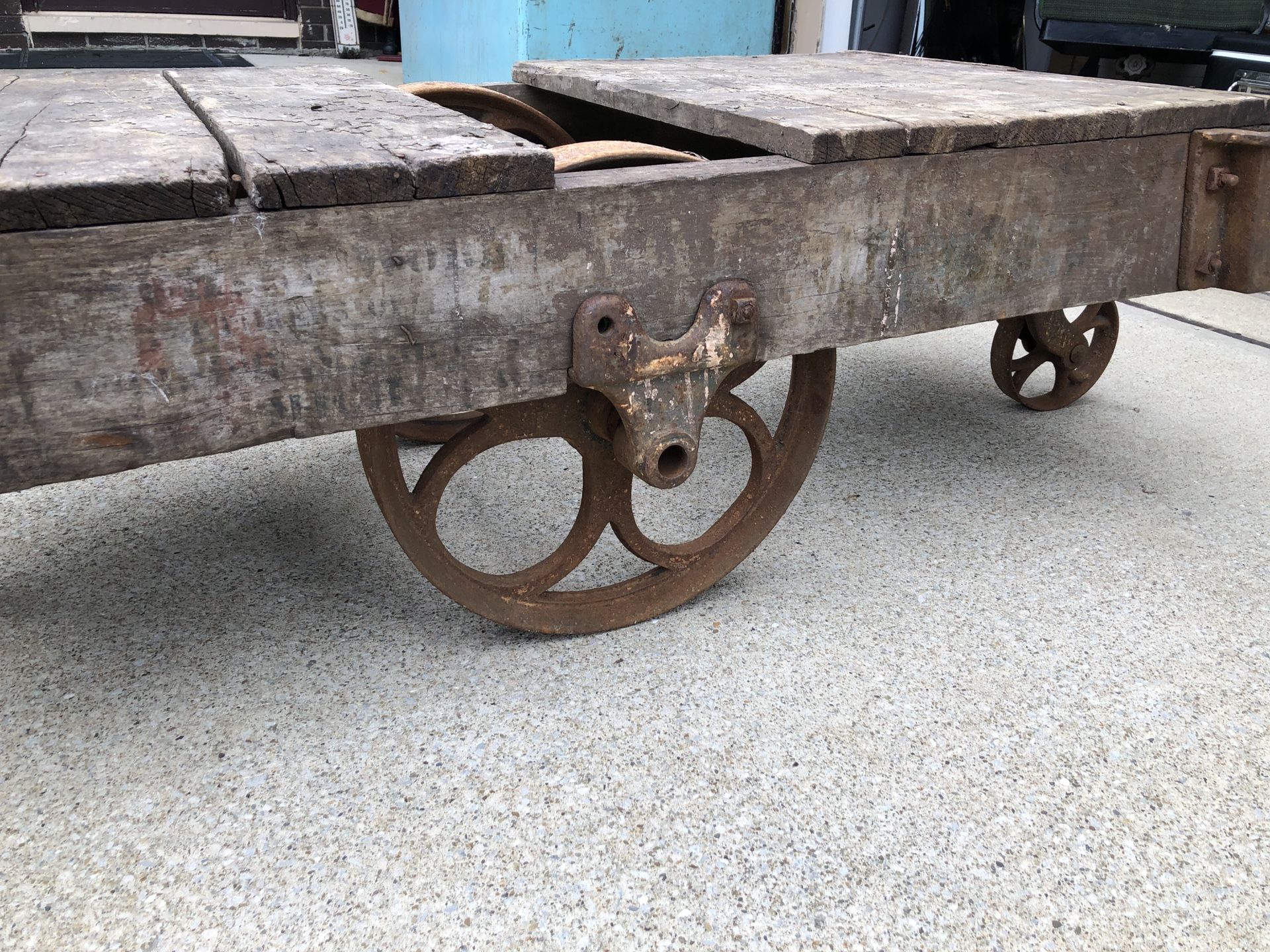 Antique Factory Cart Industrial Coffee Table