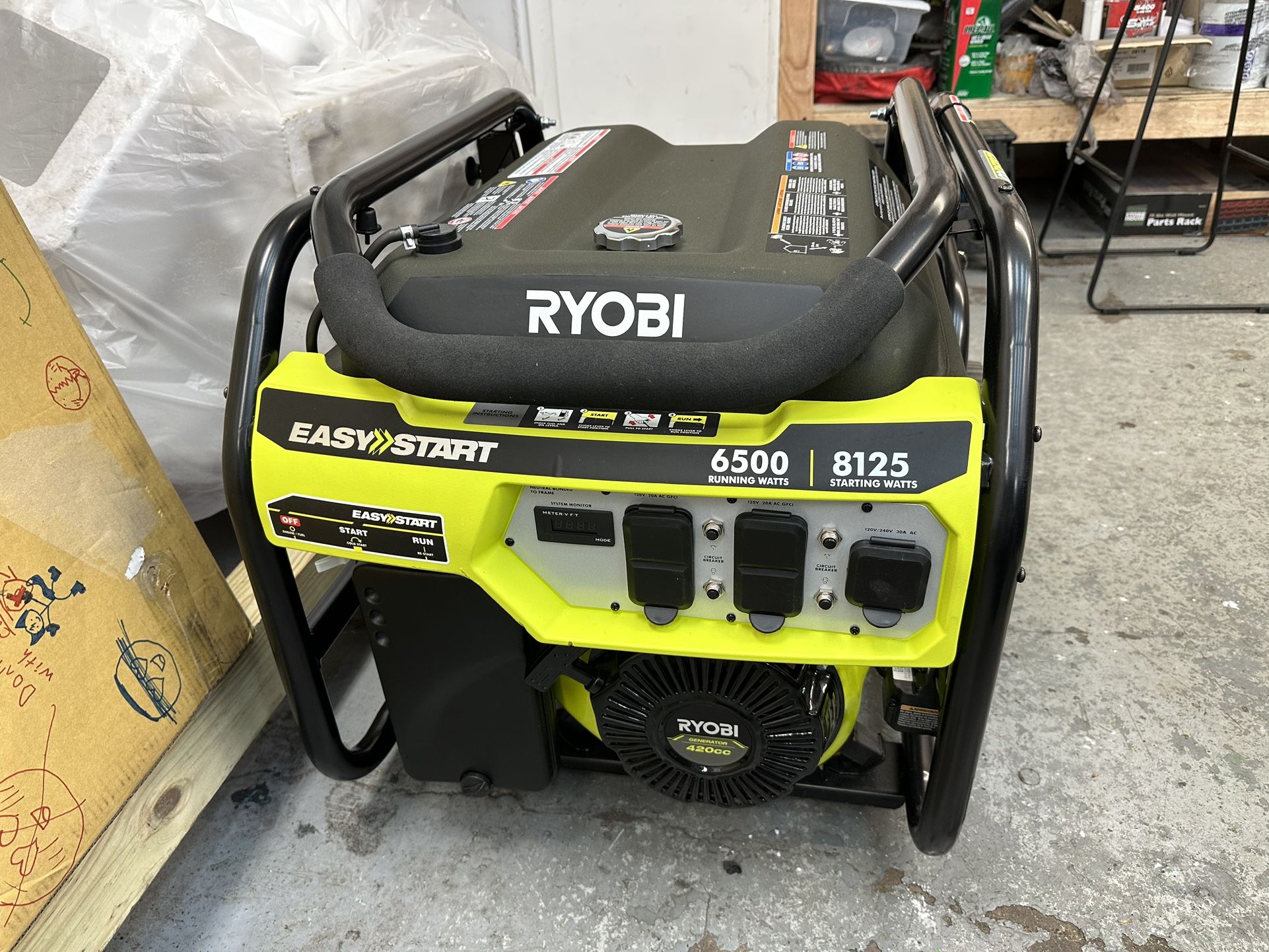 RYOBI 6,500-Watt Gasoline Powered Portable Generator with CO Shutdown Sensor