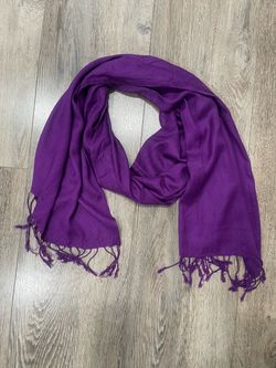 Purple Pashmina Scarf with Fringe Ends