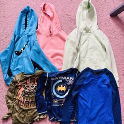 6 Pack Assorted Small Size 6-7 Boy’s Long Sleeve Hoodies & Shirts