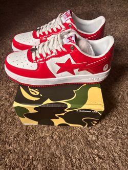 A Bathing Ape Bapesta Patent Leather White & Red