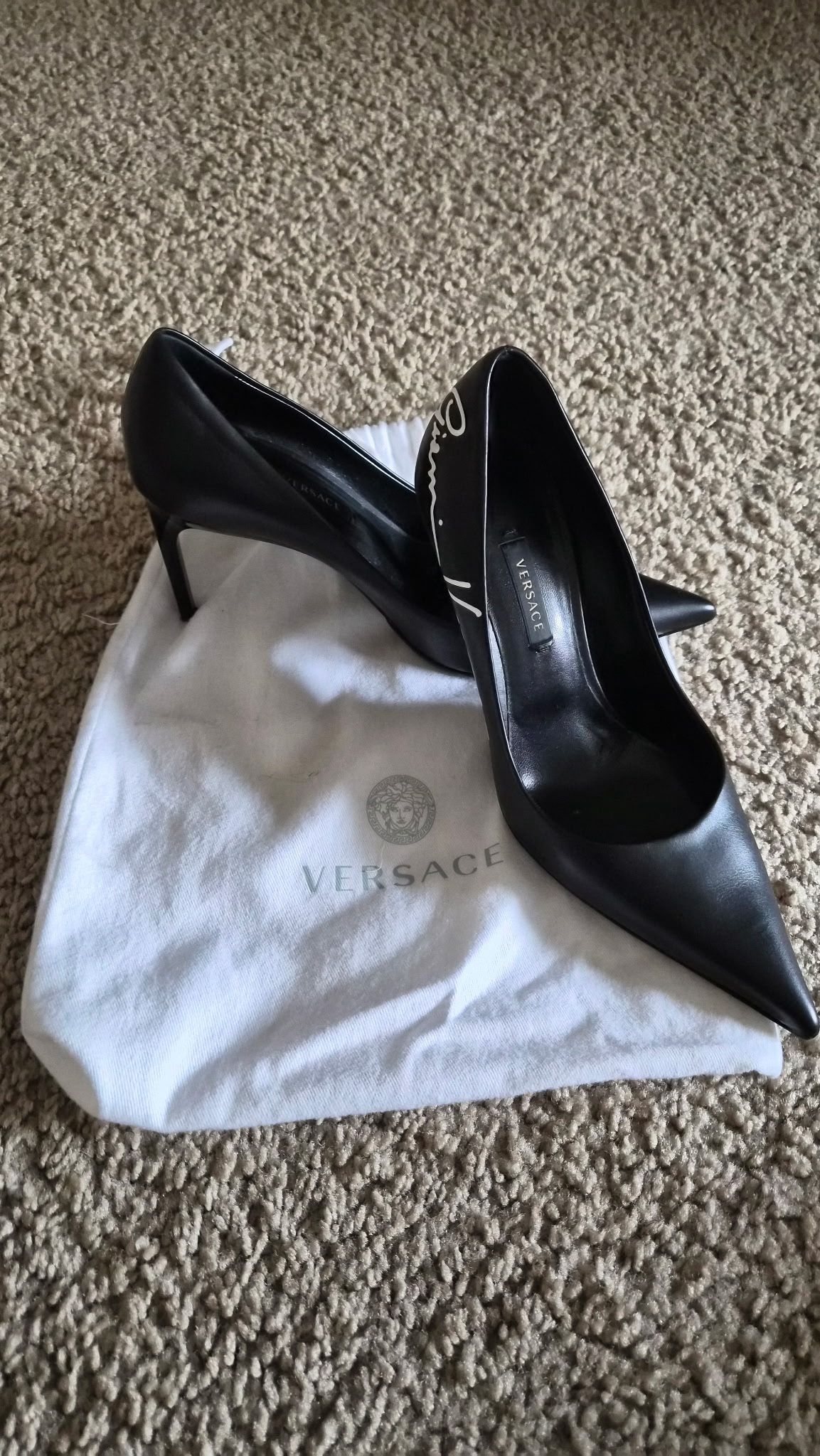 Versace Black Leather Pumps