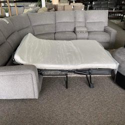 Medford Charcoal Grey 3 Piece Full Sleeper Sectional by Emerald Home 