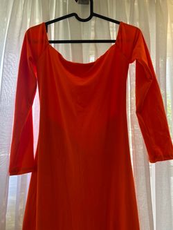 Orange, long maxi dress, backless