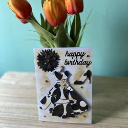 Elegant Black and White Birthday Card