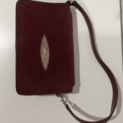Stingray Skin leather purse/clutch (genuine, maroon)