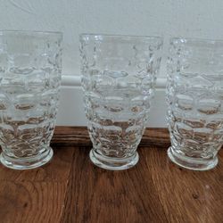 Three Vintage "Thumprint" Glass Tumblers