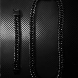 New Black Men’s Stainless Steel Necklace And Bracelet 