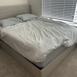Queen Size Upholstered Bed Frame (No Mattress) 