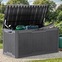 YITAHOME 100 Gallon Large Resin Deck Box Outdoor Storage Boxes for Patio Furniture, Outdoor Cushions, Garden Tools and Pool Supplies-Waterproof,Lockab
