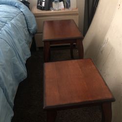 TWO BEAUTIFUL SMALL ANTIQUE REAL SOLID DARK WOULD END TABLES