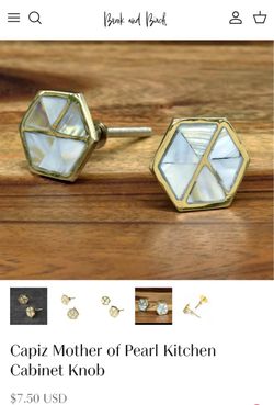 Cabinet Knobs-Mother of Pearl Hexagon-NEW
