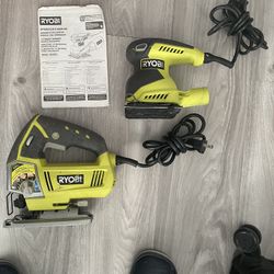 RYOBI HAND SANDER AND ELECTRIC HAND SAW (cord)