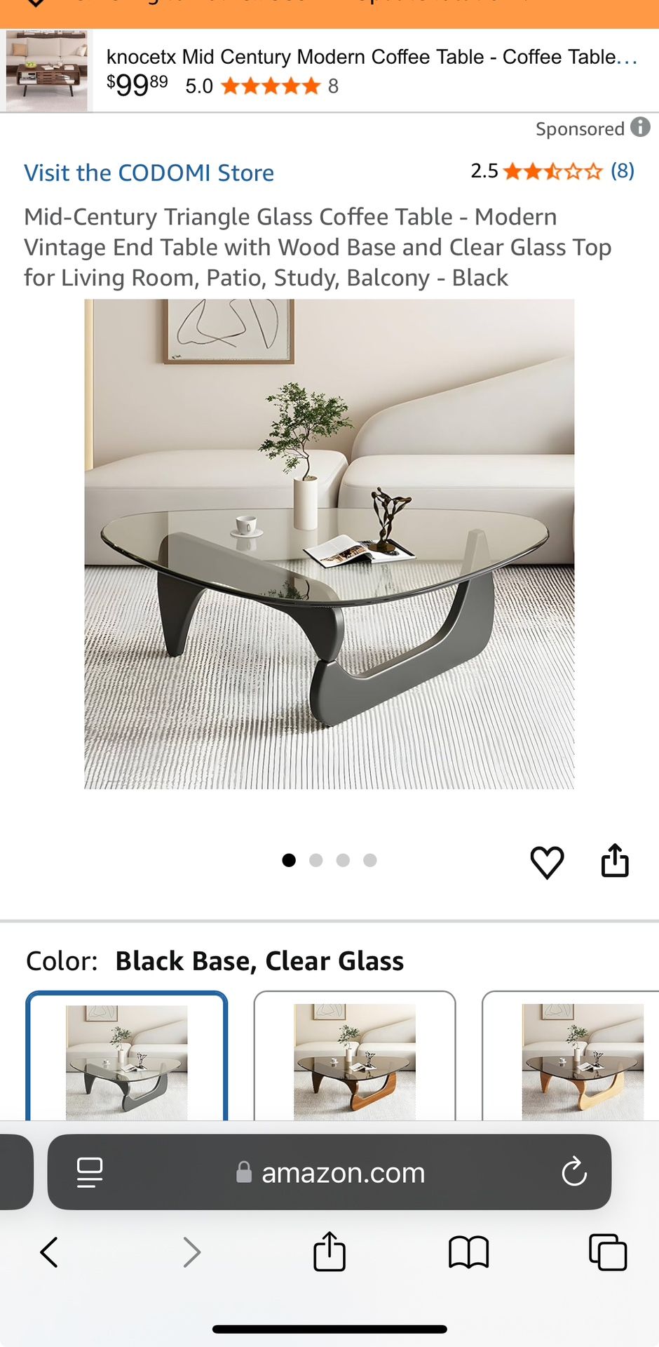 Triangle Glass Coffee Table